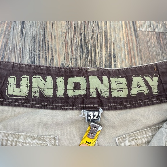Unionbay Cargo Shorts Mens 32 100% Cotton Khaki Y2K Outdoor Hiking School Skate - Picture 4 of 11